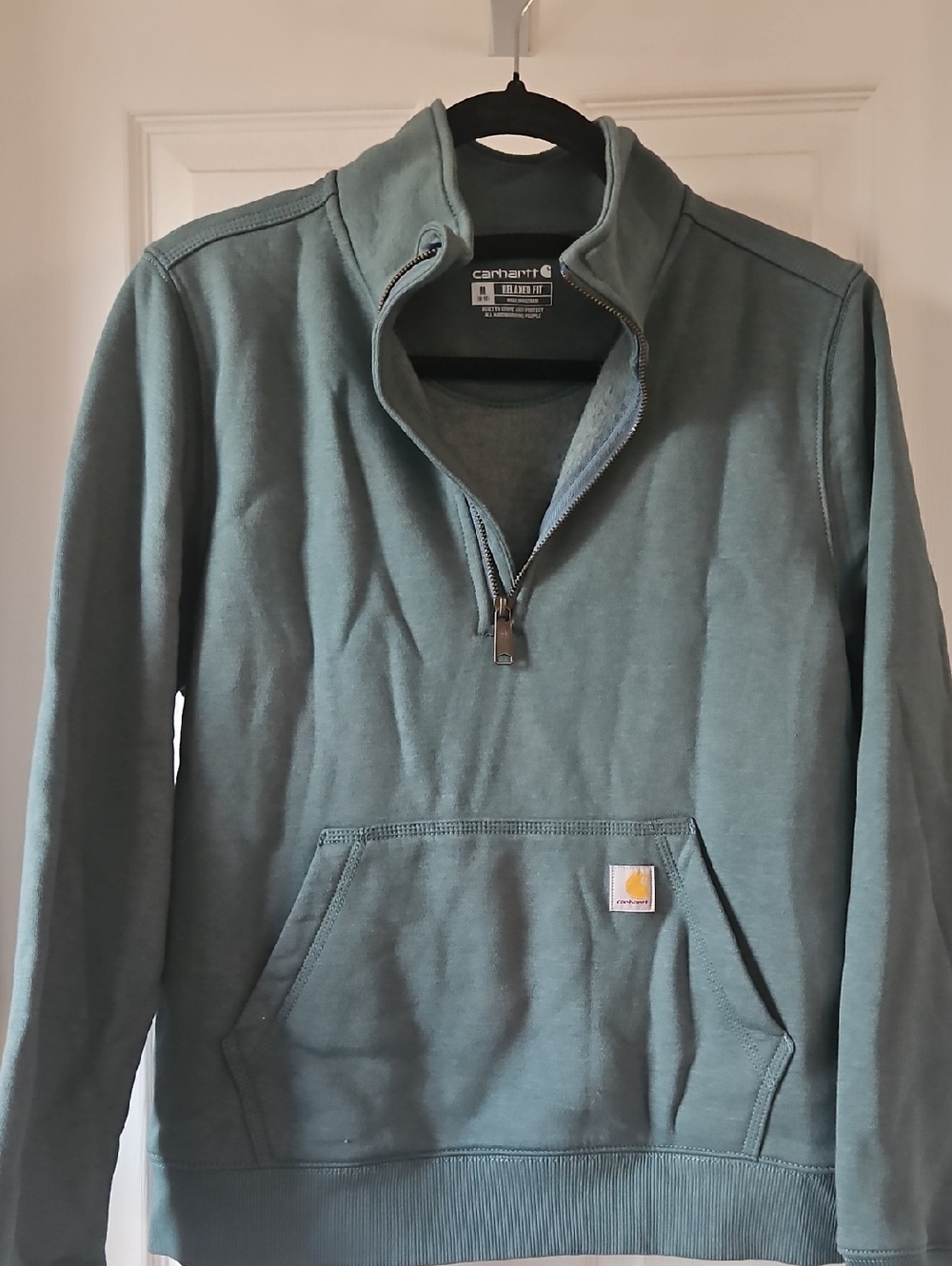 Carhartt Teal Quarter-Zip Pullover Sweatshirt